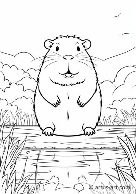 Capybara Coloring Page For Kids
